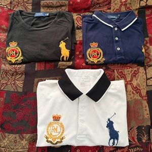 Polo Ralph Lauren Bundle(3) #3 Royal Crest/Big Pony Embroidered LS Shirt/Polos